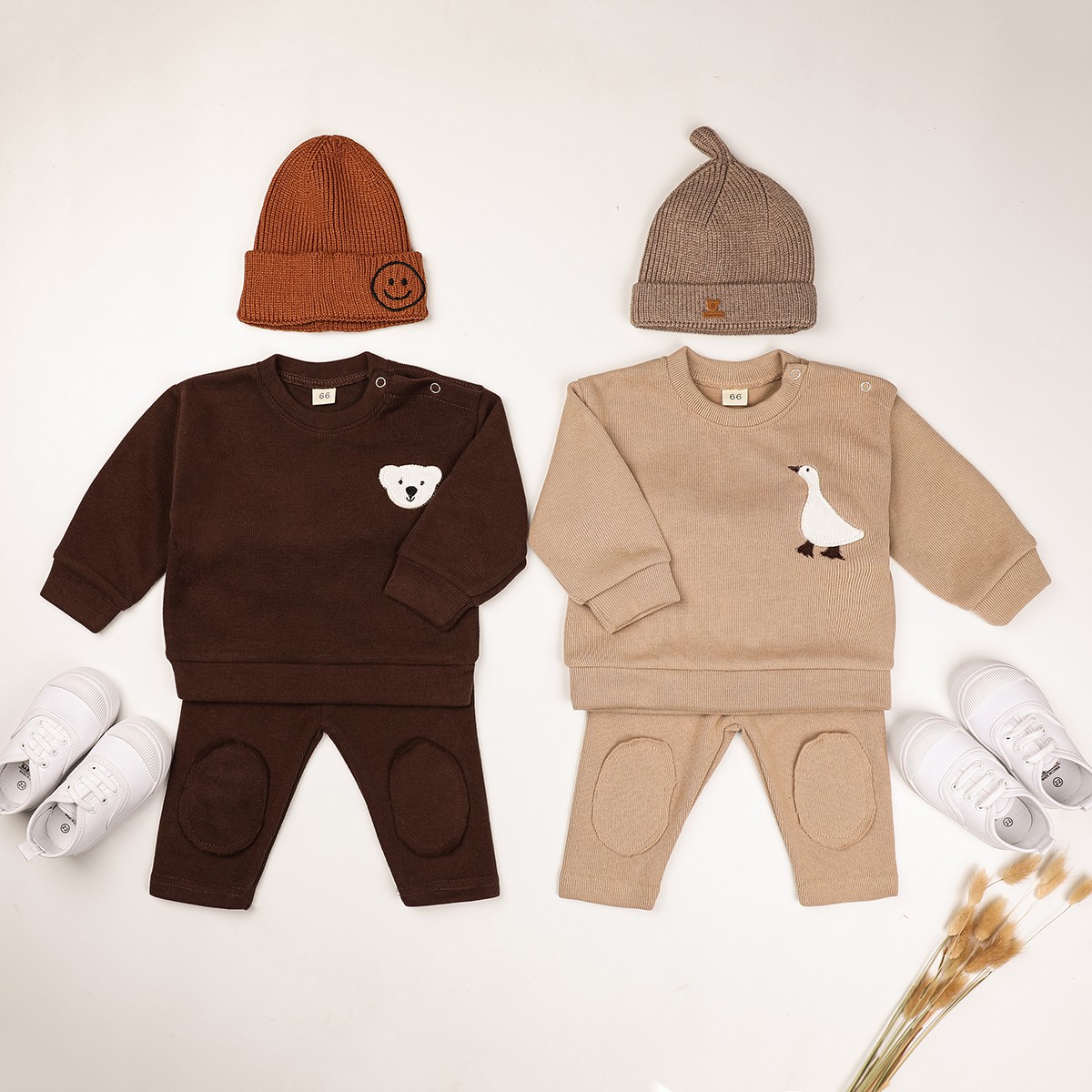 baby boy clothes set 2pcs organic cotton patch goose tops+tops+pants children kids outfits baby boy girl clothes sets