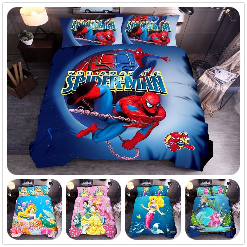 Disney Kids New Captain America The Avengers Spiderman Baby Bedding Set Twin Single Duvet Cover Pillowcase For Boys Children Gift