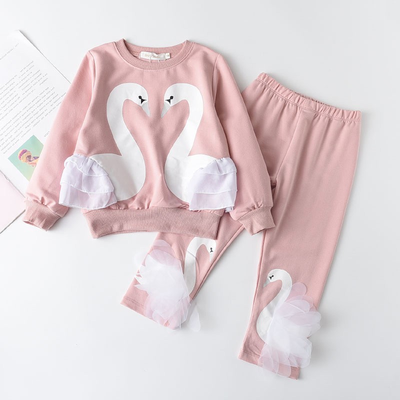 Keelorn Girl Active Clothing Set Spring Autumn Baby Girl Hooded Top and Pants 2pcs Cute Children Clothes Print Bowknot Costumes