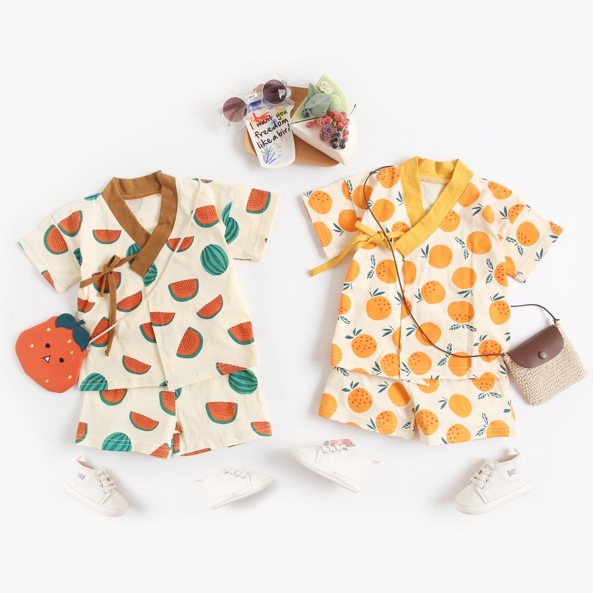 Sanlutoz Cute Printing Cotton Baby Boys Girls Clothes Sets Summer Infant Short Sleeve Tops+Pants 2pcs