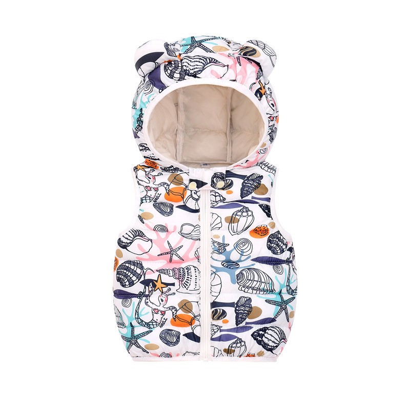 Children Outerwear Baby Girl Clothes Winter Boy Vest Autumn Clothes Infant Waistcoat Dinosaur Sleeveless Toddler Hooded Cotton Coat