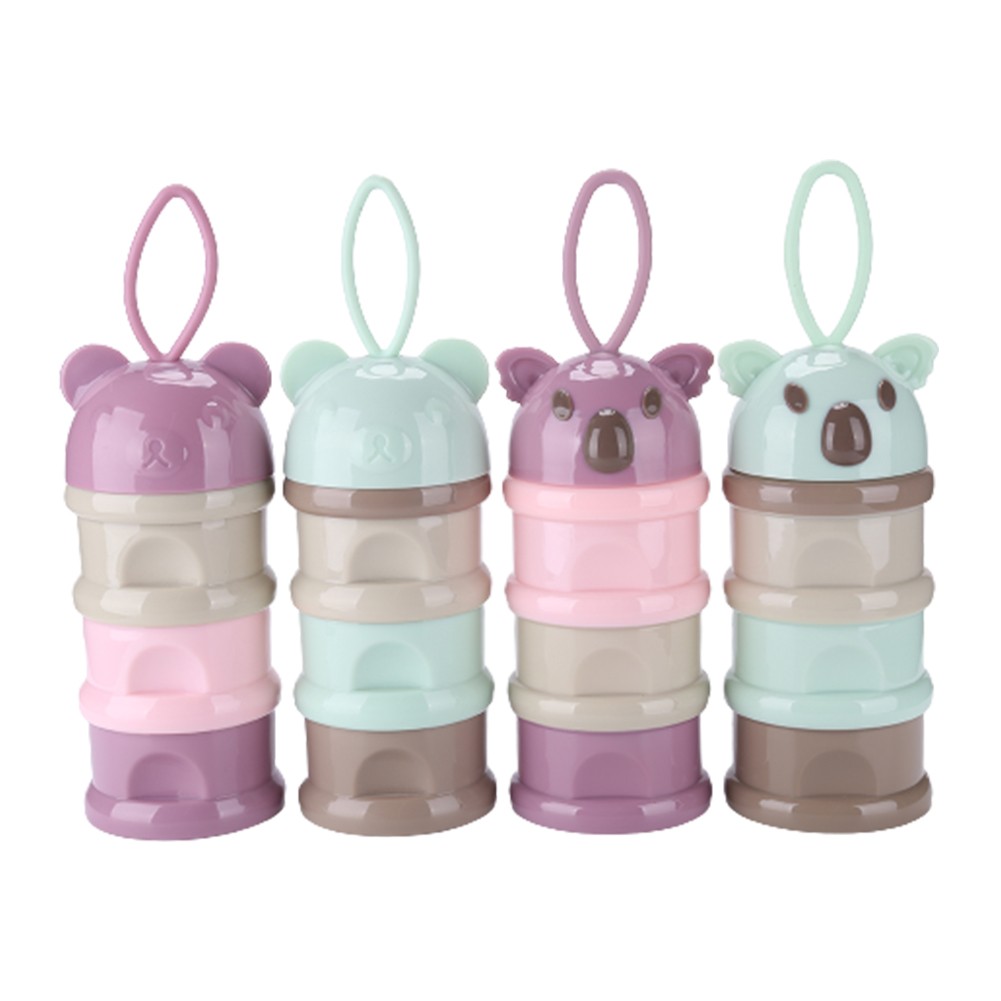 Bear Pattern Portable Baby Food Storag Slot Box Multigrain Cartoon Infant Milk Powder Tray Food Snack Container