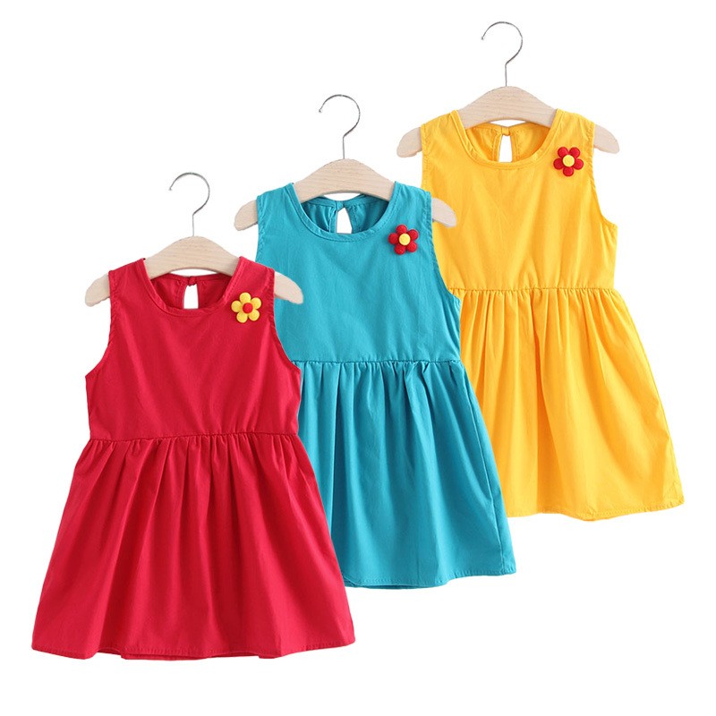 2022 Summer Kids Sleeveless Dresses for Little Girls Dress for Wedding Party Baby Girl Casual Clothes Children Princess Vestidos