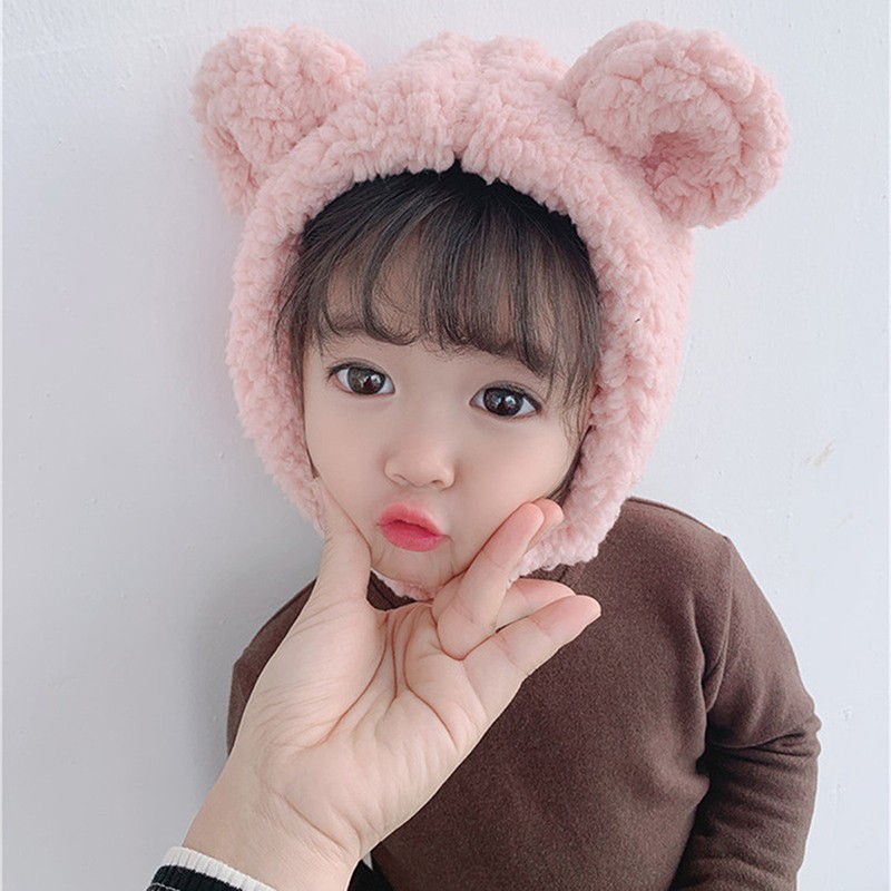 Winter Kids Bunny Hat Cute Plush Warm Baby Hat For Boy Girl Imitation Lamb Wool Baby Bonnet Infant Cap Kids Hat 1-3 Years