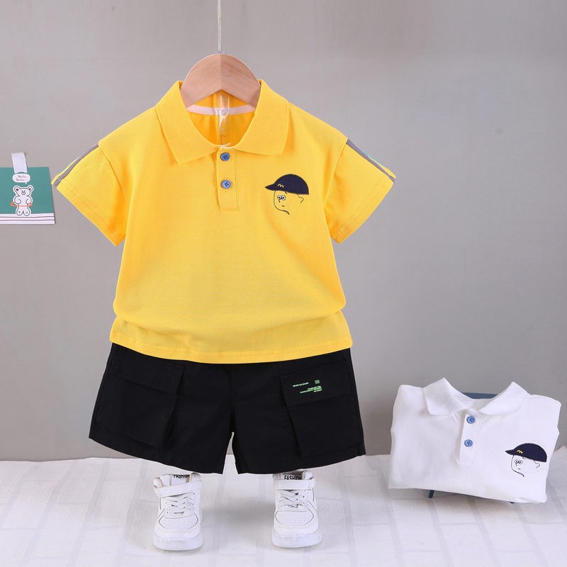 New Hot Suit Summer Children Boys Girls Clothes Kids Cotton Letter Short Sleeve T-shirt 2pcs/sets Toddler Clothes 0-5 Years