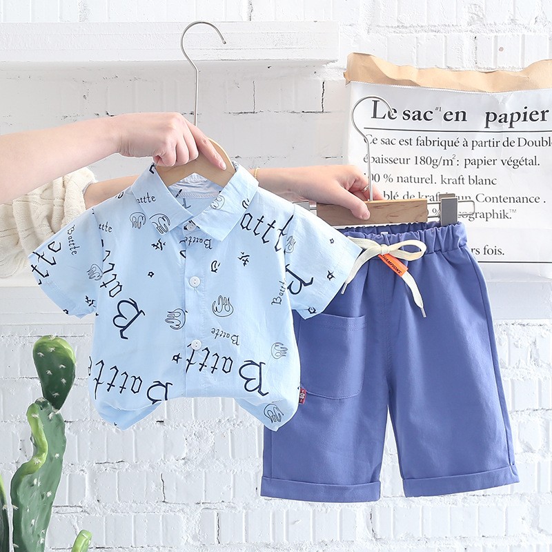 Summer Baby Clothes Suit Children Boys Letter Print T-shirt + Pants 2pcs/set Baby Casual Clothes Infant Kids Tracksuit Suit