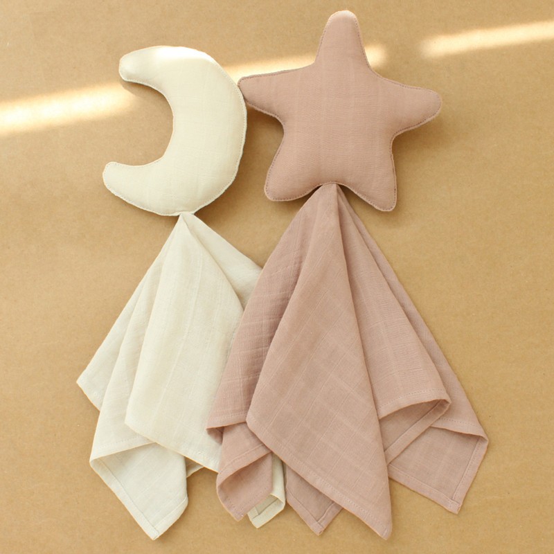 100% Organic Cotton Muslin Baby Safety Blanket Moon Star Game Ins Baby Comforter Newborn Appease Towel