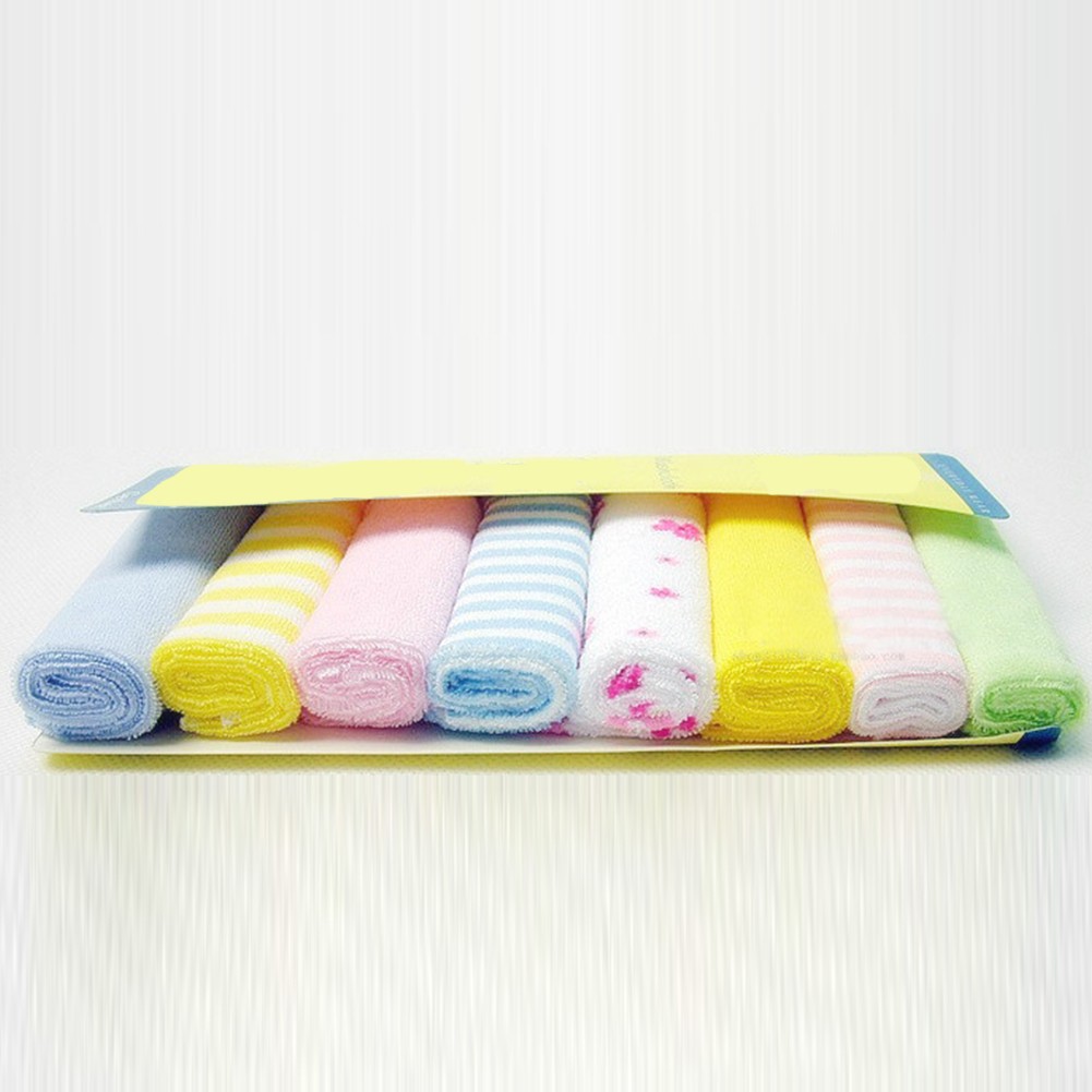 8pcs Multifunctional Cotton Blend Baby Durable Lightweight Portable Square Soft Home Thin Bath Towel