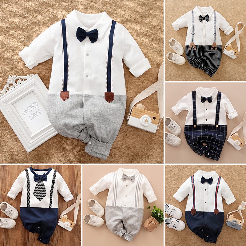 Baby Boy Clothes Baby Jumpsuit Autumn Backpack Long Sleeve Baby Ha Yi Korean Version Gentleman Newborn Crawling Suit Baby Clothes