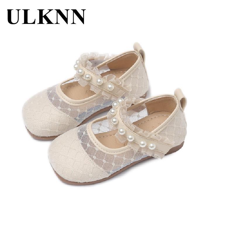 Girls Sandals Child Fashion Princess Pearl Net Surface Girls Shoes 2022 Pupils New Comfortable Single Shoes Baby Princess