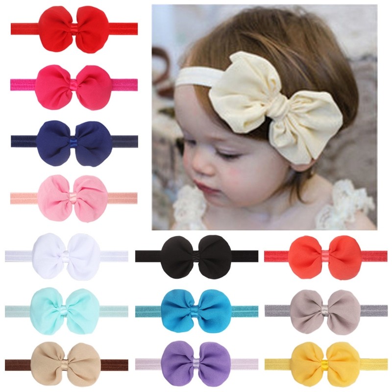 Baby girl headbands and bows 14 colors elastic hair accessories for infants