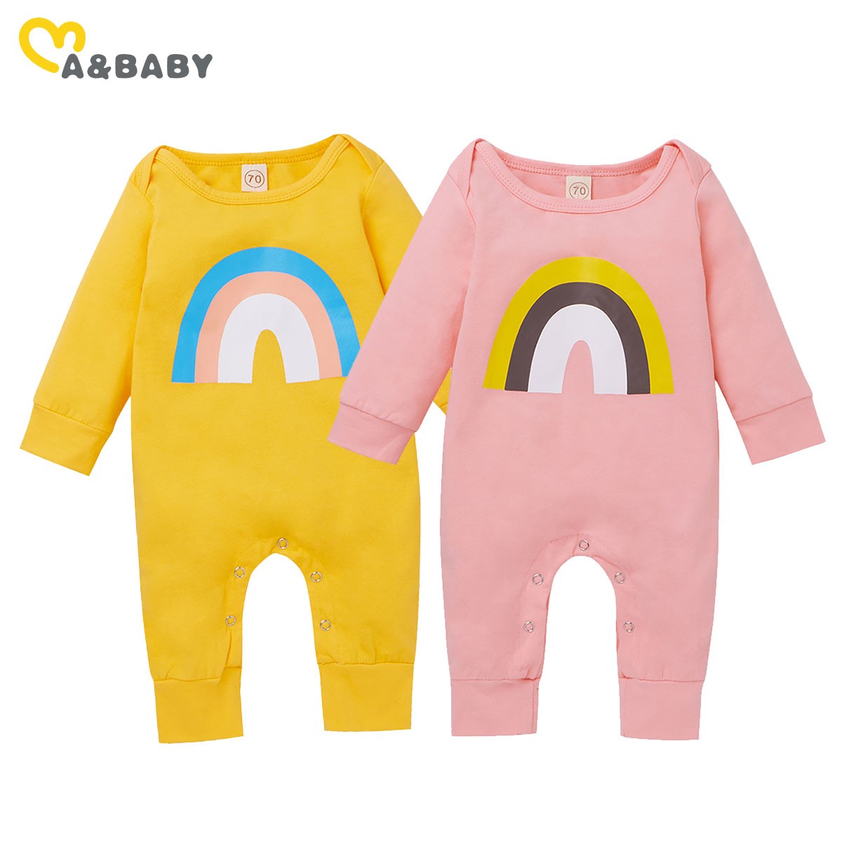 Ma & Baby 0-24M Spring Autumn Newborn Infant Baby Boy Girl Rainbow Jumpsuit Cute Long Sleeve Romper Baby Clothes