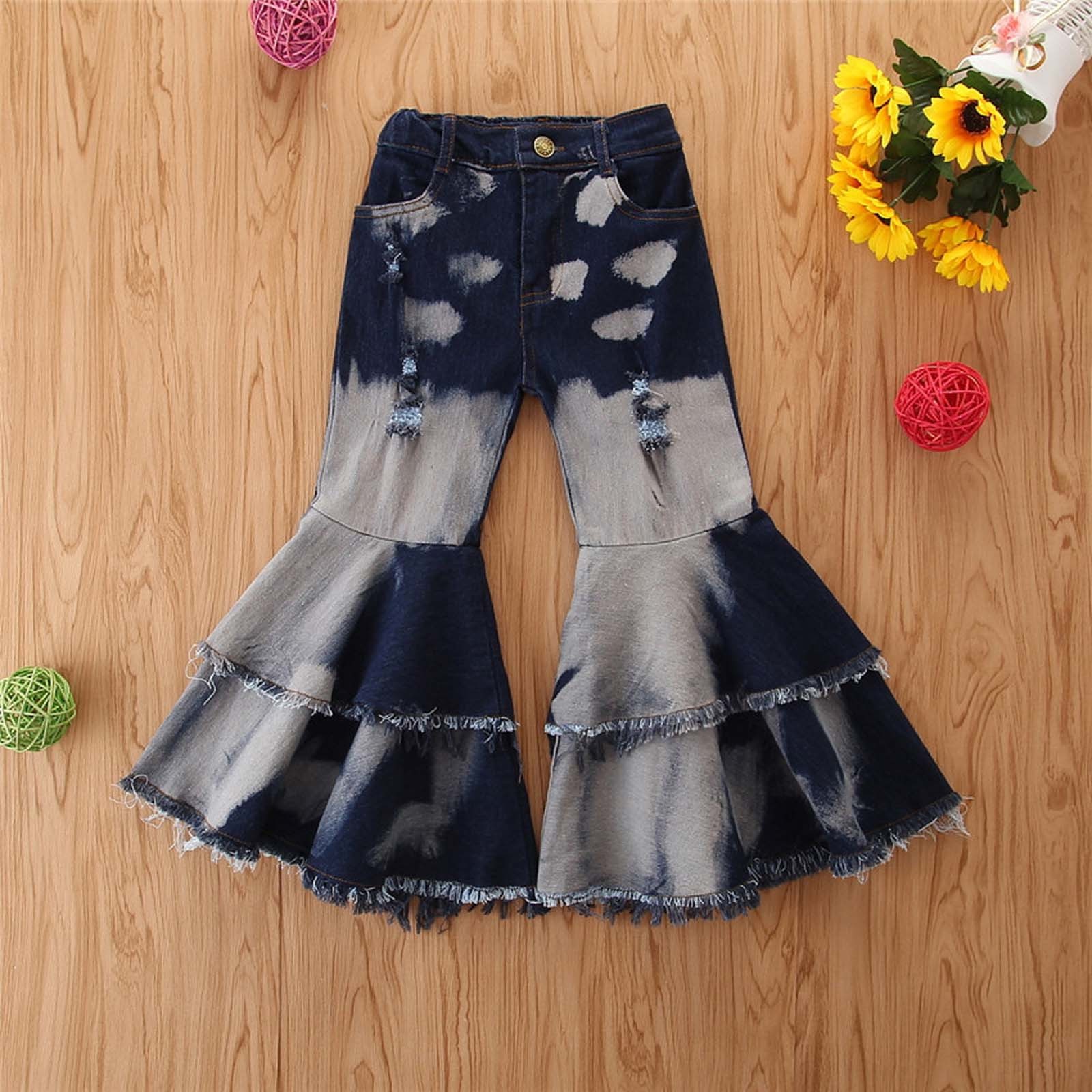 Spring Autumn Kids Girls Jeans Casual All-match Trumpet Jeans Flared Pants Children Pants Outfits Kids Clothes 2-7 Years