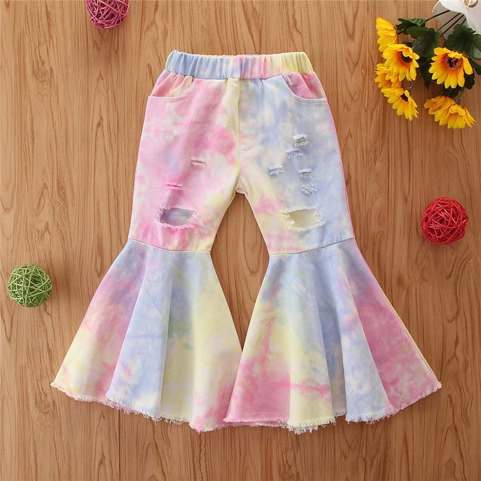 Spring All-match Girls Jeans Trumpet Elastic Waist Flared Pants Children Trousers Bell bottom Jeans For Girls Clothing 2-7 Years