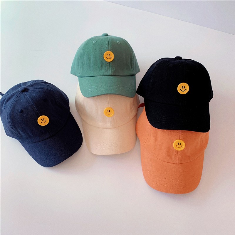 MILANCEL 2022 spring new kids hat smiley button children baseball caps boys and girls caps