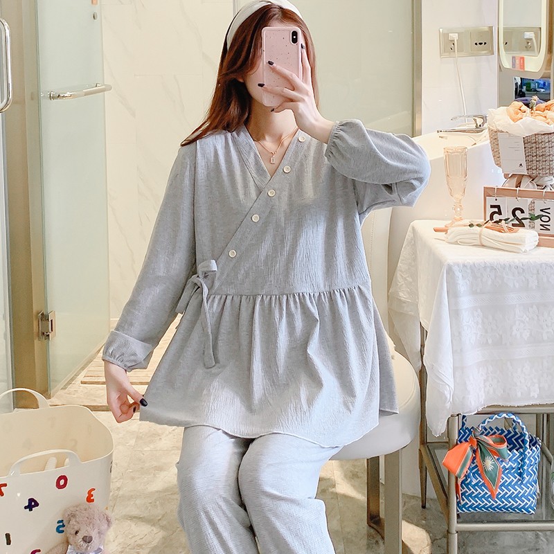 65% Cotton Women Pregnancy Home Sleep Lounge Maternity Nursing Sleep Sets Spring Autumn Pajamas Suits Clothes for Pregnant Women