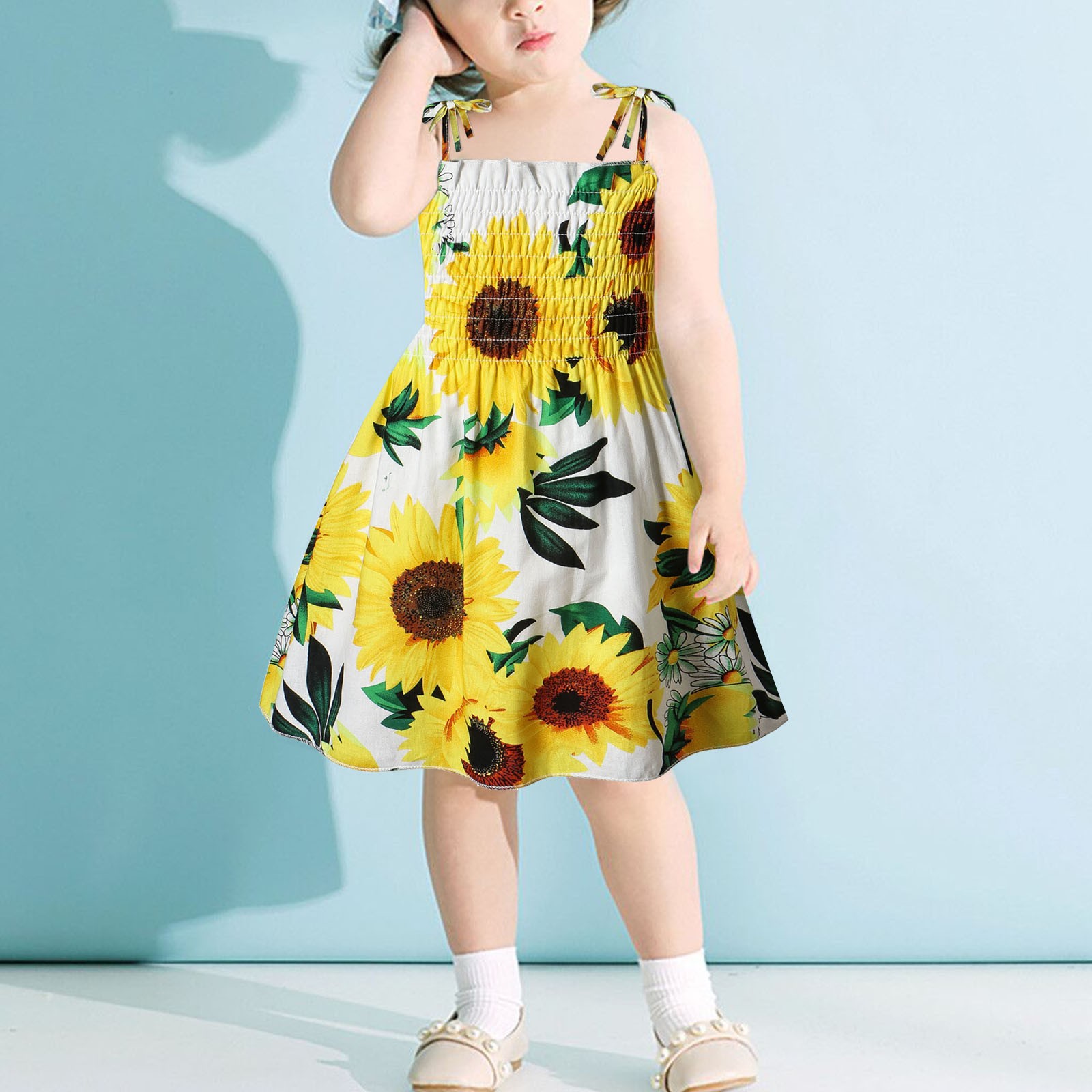 Baby Kids Toddler Baby Girls Dresses Sunflower Slip Floral Dress Beach Dress Clothes for Girl Summer Dresses Vestido Bebes 2022