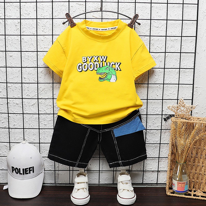 New summer baby clothes suit children boys girls dinosaur cotton T-shirt shorts 2pcs/sets baby casual outfit kids tracksuits