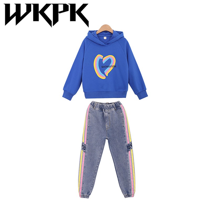 WKPK Girls Clothes Spring Autumn Kids Fashion Tracksuit 4-18 Years Two Pieces Sets T-shirt Pants Comfortable Teenagers Tracksuit