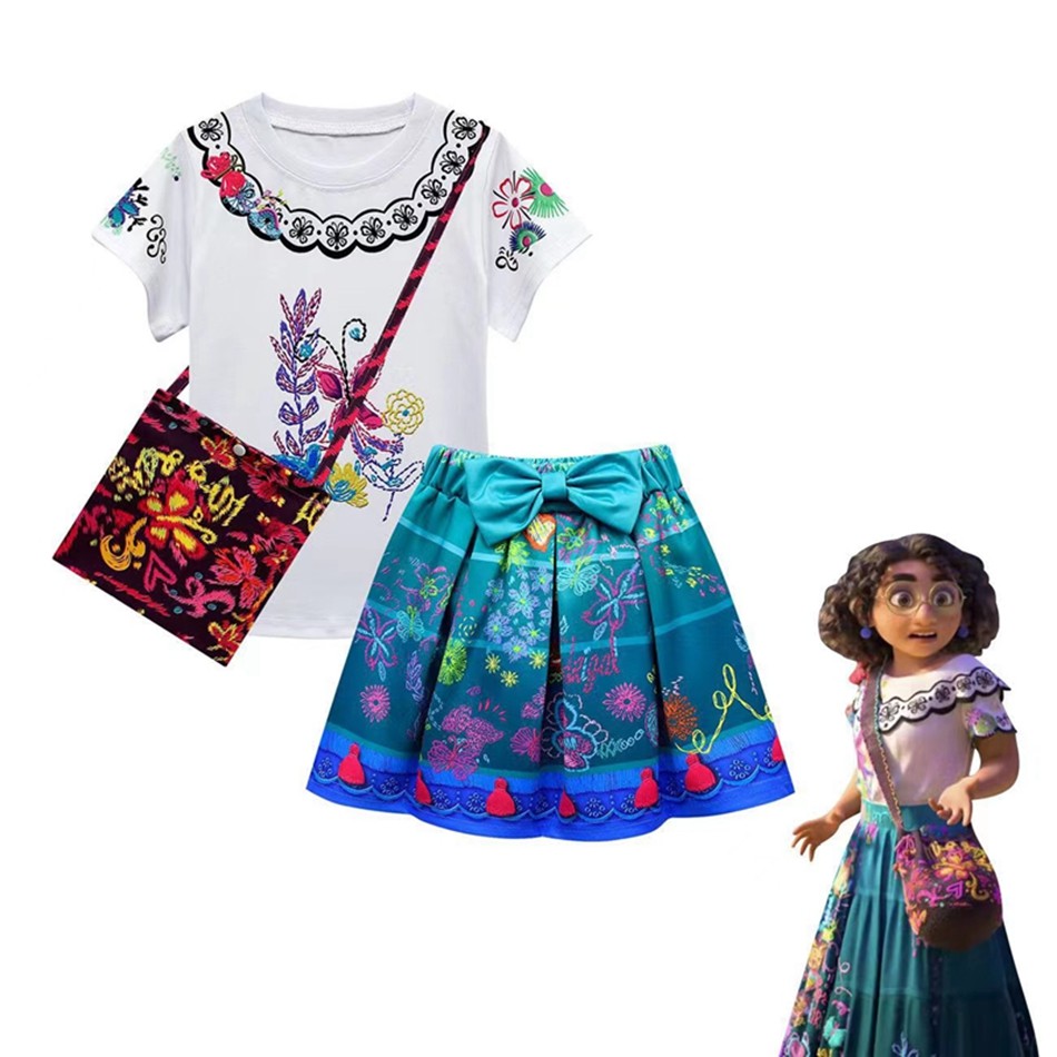 Princess Costume Encanto Girls T-Shirt and Pleated Skirt Set