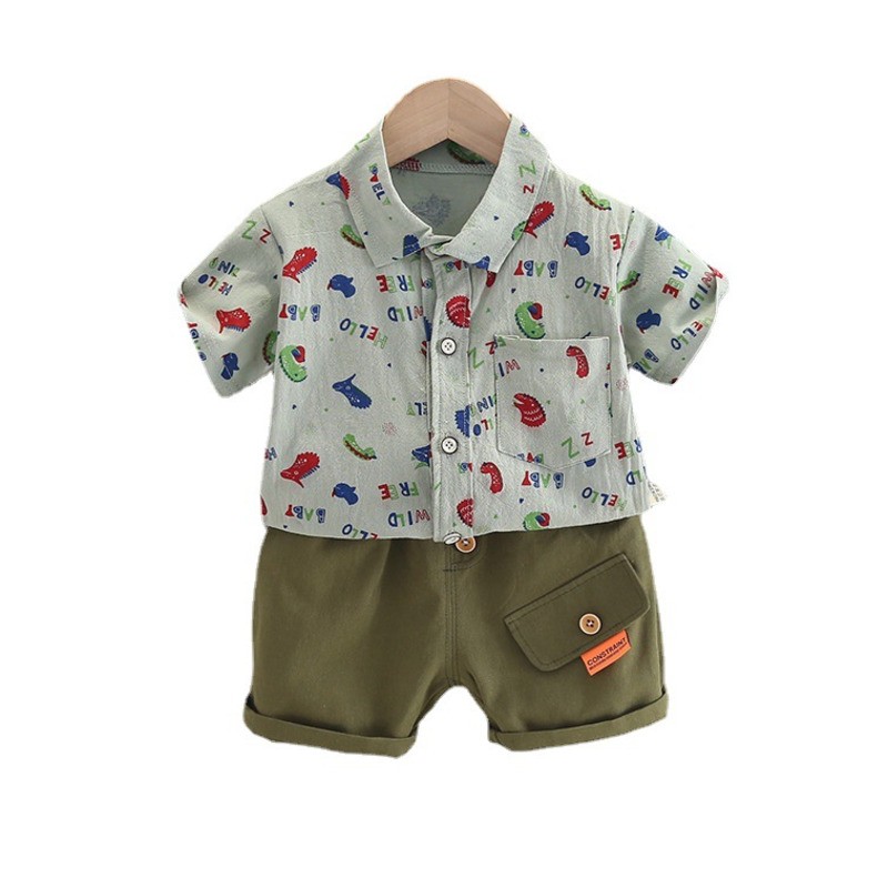 New Summer Baby Clothes Suit Children Boys Fashion Printed Shirt Shorts 2Pcs/Sets Toddler Casual Cotton Costume Kids Sportswear