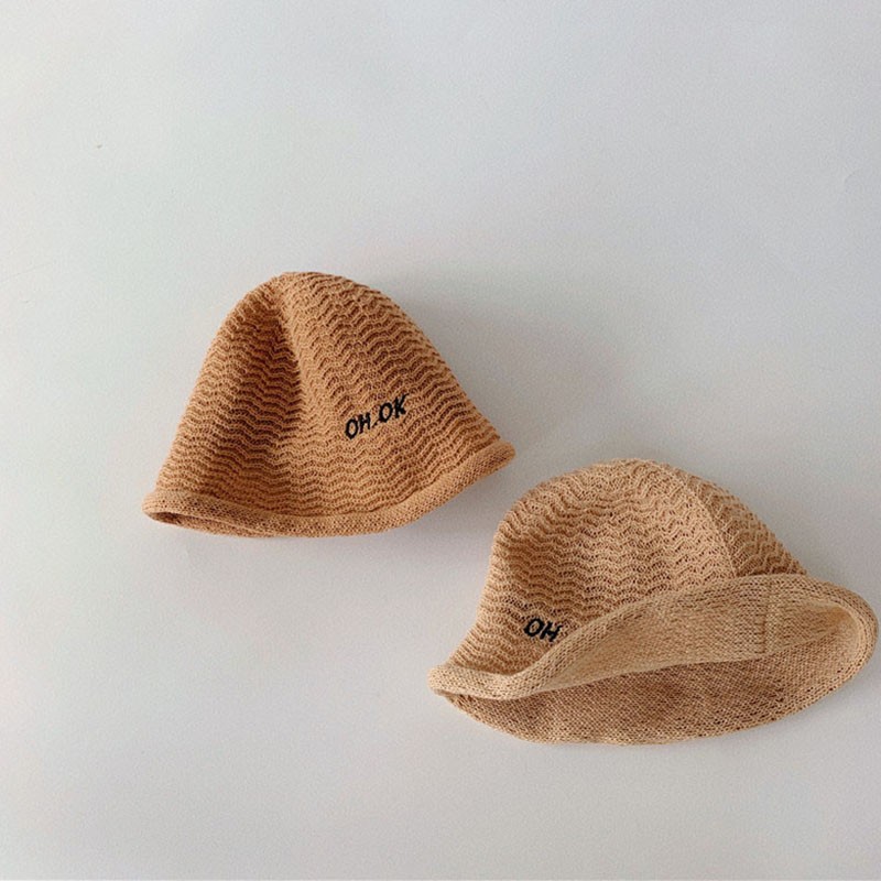 MILANCEL 2022 spring new children's breathable girls hat Korean boys straw hat letter embroidery children's hat