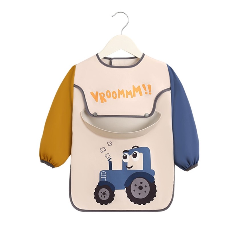 Children's Cartoon Printed Waterproof Baby Bib Adjustable Long Sleeve Baby Bib