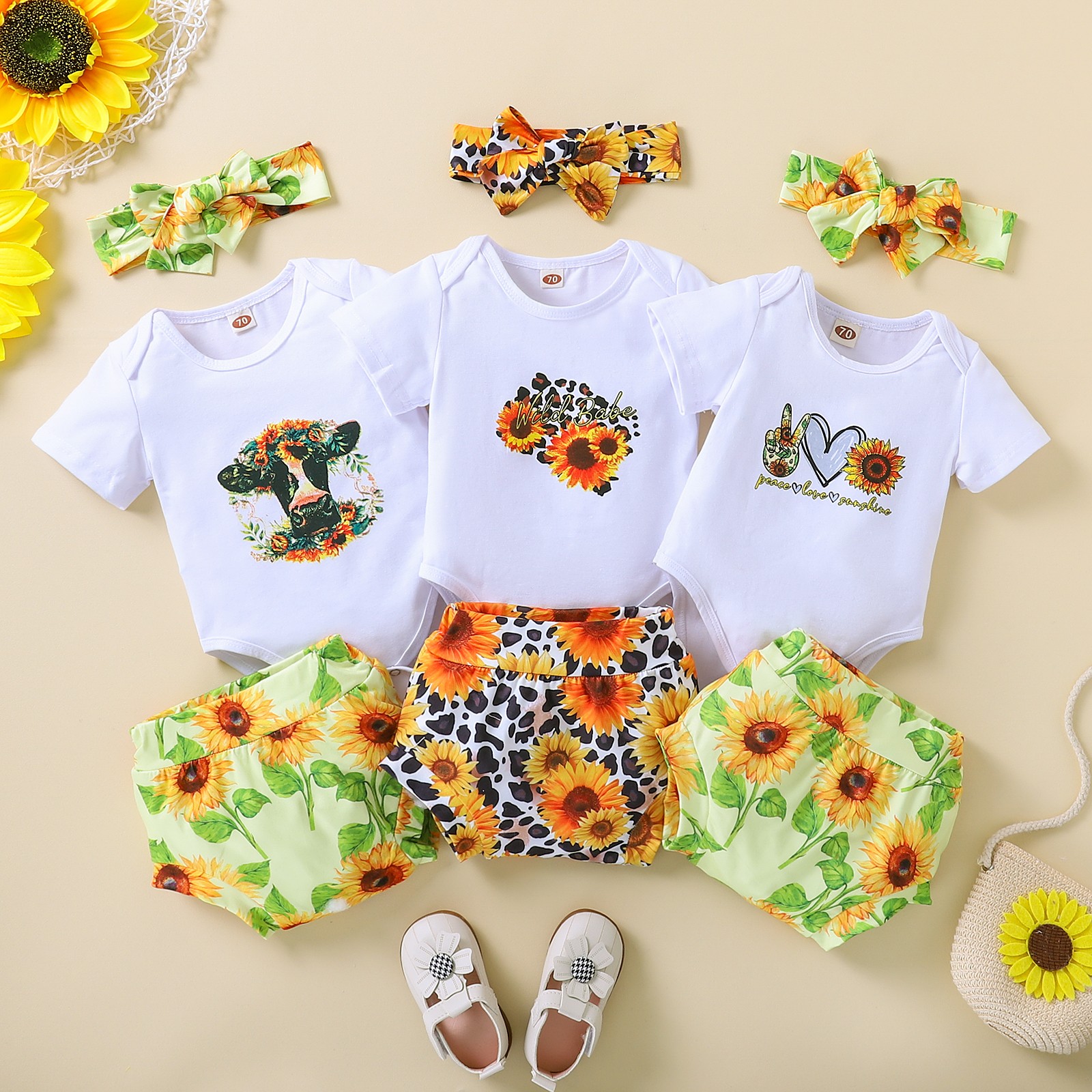 Ma&Baby 0-24M Newborn Infant Baby Girls Clothes Set Summer Flower Leopard Print Romper Tops Pants Outfits Costumes D01