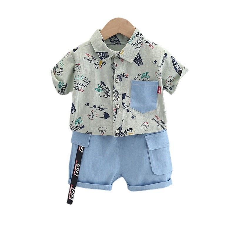 New Summer Baby Clothes Suit Children Boys Fashion Casual Shirt Shorts 2Pcs/Sets Toddler Sports Costume Infant Kids Sportswear