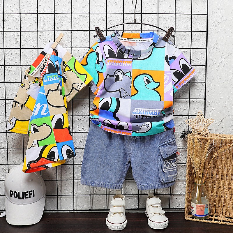 New Boys Clothes Summer Newborn Baby Girl Clothes Children Cartoon Sport T-shirt + Shorts 2pcs/set Infant Costume Kids Tracksuit