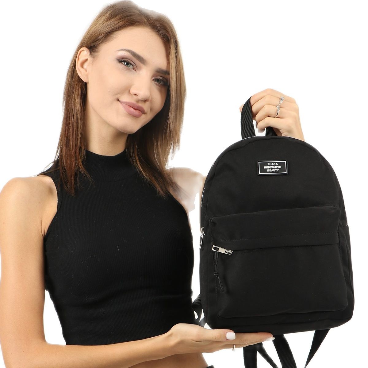 Black 2-compartment backpack