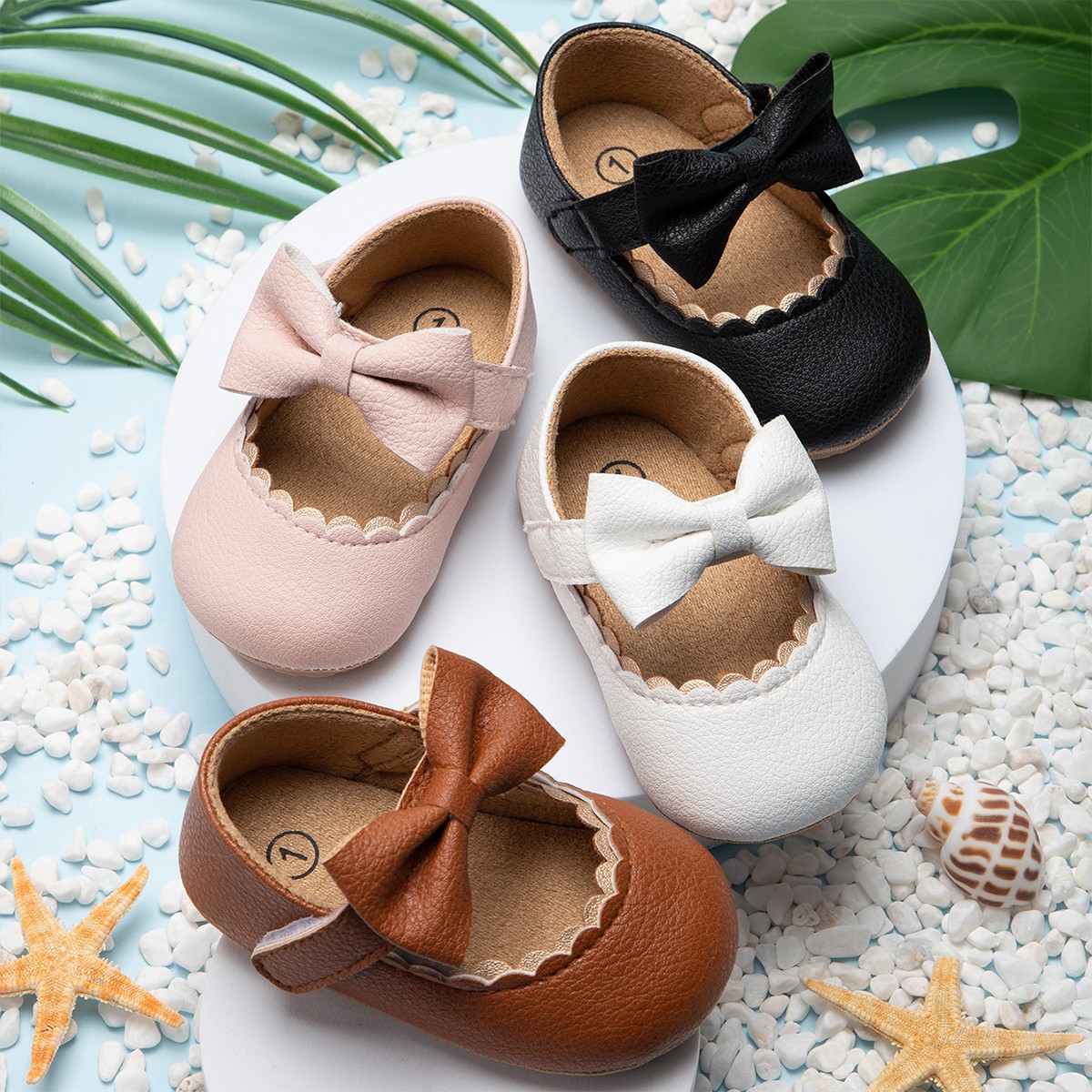 Baby Casual Shoes Baby Boy Bowknot Non-slip Rubber Soft Sole Flat PU First Walker Newborn Baby Girl Accessories