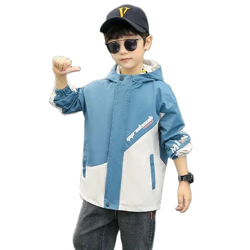 Spring autumn polyester jacket for boy new 2022 Korean version trendy cool fashion hooded windbreaker casual children's clothing