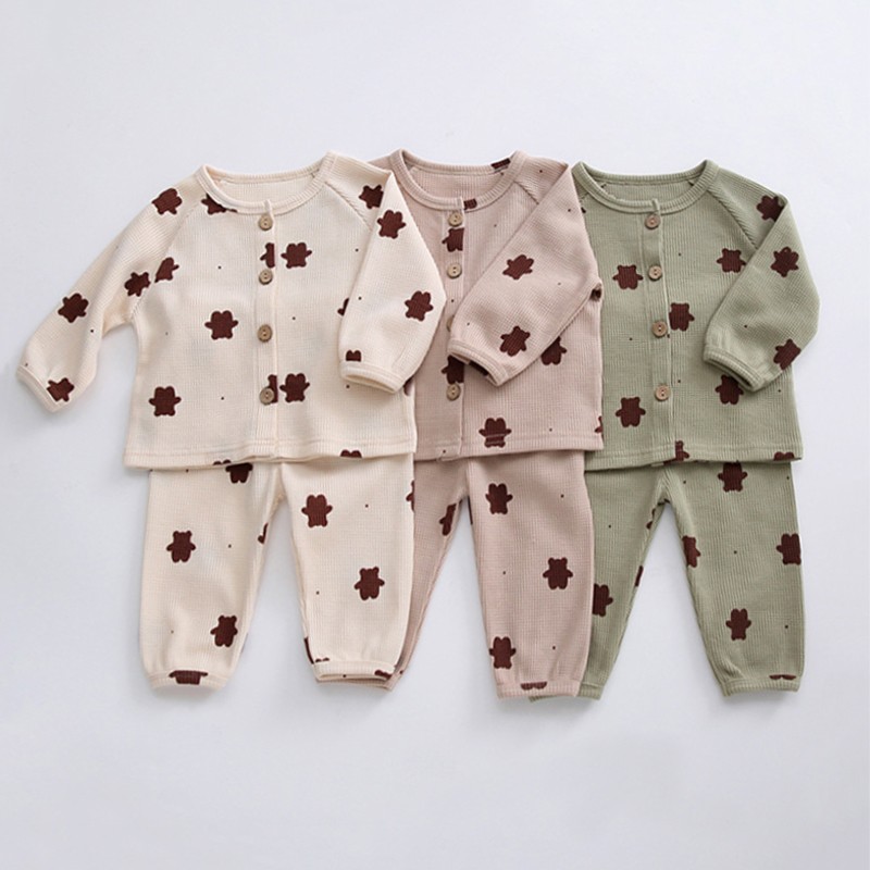 Baby Boy Girl Clothes Kids Clothing Set Bear Print Toddler Autumn Winter Pajamas Toddler Casual Clothes Set Toddler 2pcs Outfits