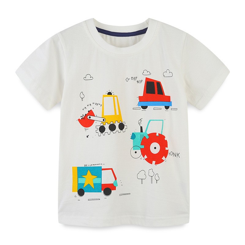 Summer 2022 Fashion T-Shirt For Boys Girls Age 2-7Y Short Sleeve Casual Top Tees Cotton Brand Printing White Cartoon