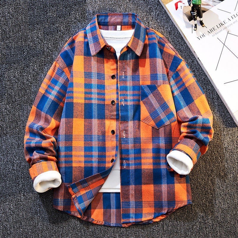 2022 New High Quality Boys Casual Long Sleeve Plaid Button Down Shirt Classic Casual Shirt For Kids (6-16 Years)