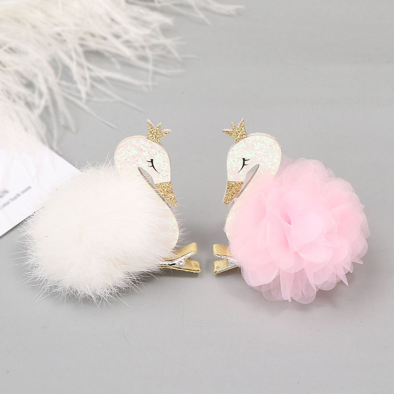 Princess Plush Swan Hair Clip Hairgrips For Girls Kids Hair Clips Hairpins Barrette Children Headwear Kawaii Hair Accessories