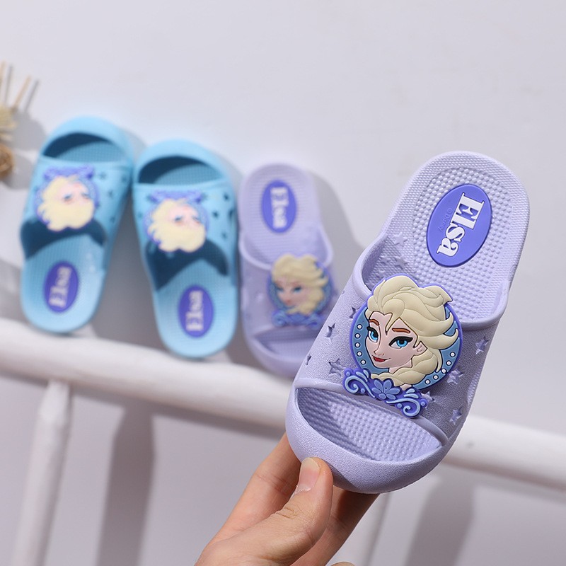 Disney Summer New Frozen Princess Slippers Non-slip Home Indoor Boys Mickey Mouse Cute Princess Off-Beach Shoes