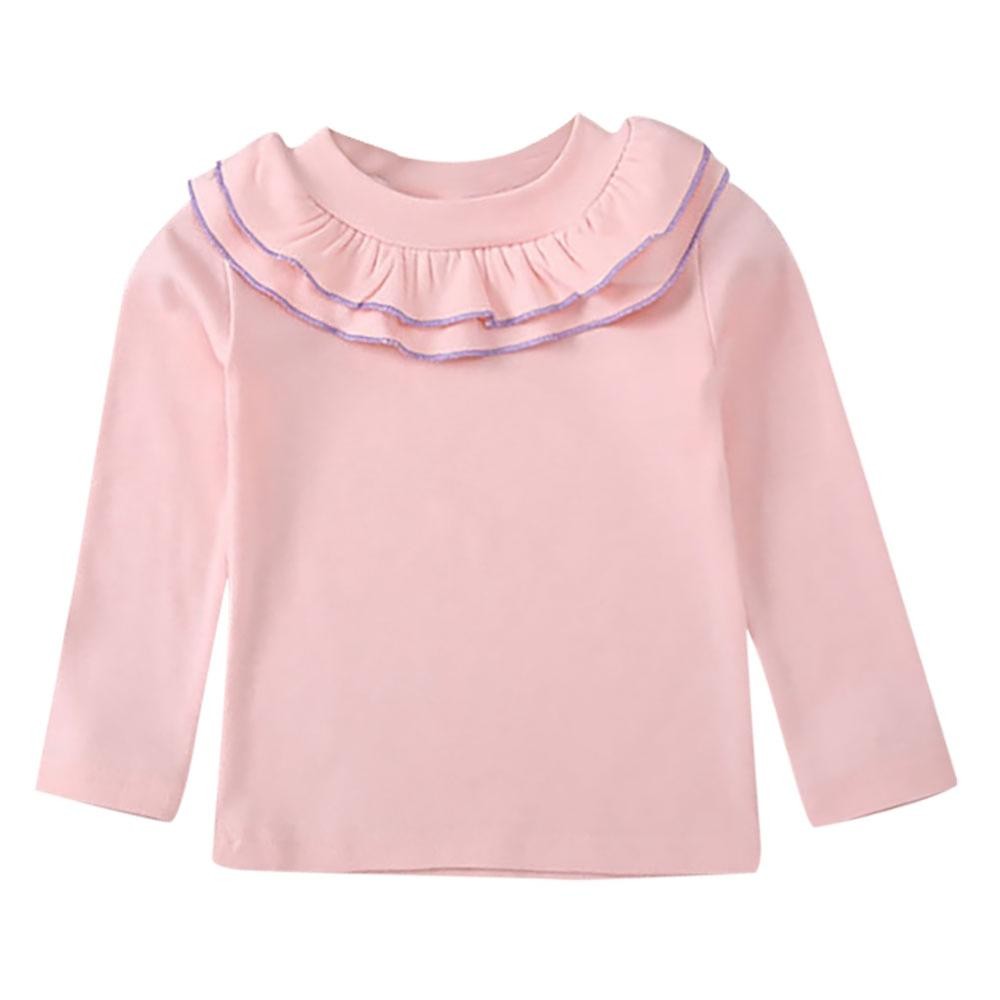 2021 New Autumn Baby Girl Long Sleeve Cotton T-Shirts Kids Solid Printed Tops Tees Casual Blouse 2-8Y