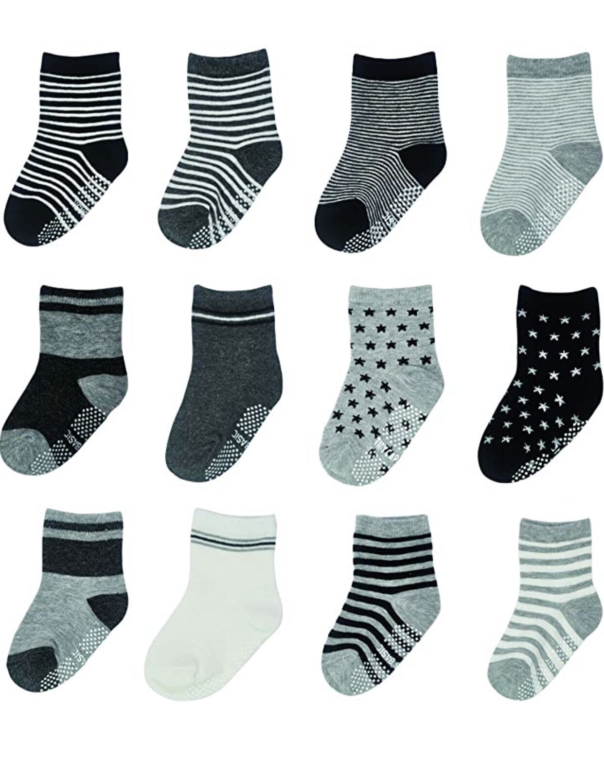 12 pairs/set kids socks baby boys anti-slip socks elastic knit socks