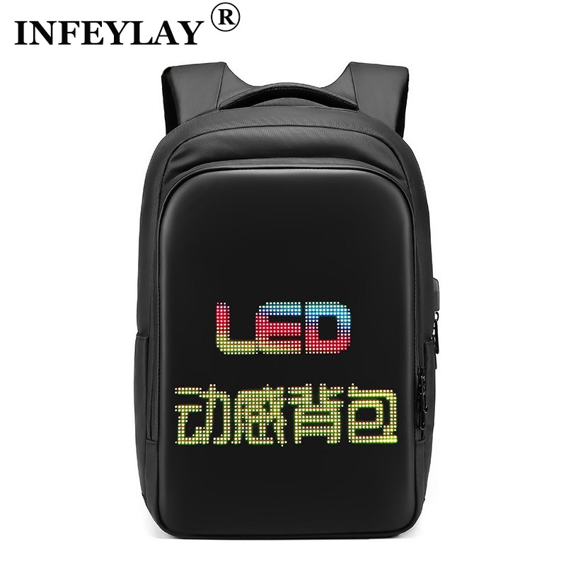 INFEYLAY LED عرض حقيبة ظهر الأعمال حقيبة ظهر لحمل جهاز الكمبيوتر المحمول الرجال لتقوم بها بنفسك حقيبة ظهر ذكية حقيبة المدرسة امرأة الوسائط المتعددة على ظهره