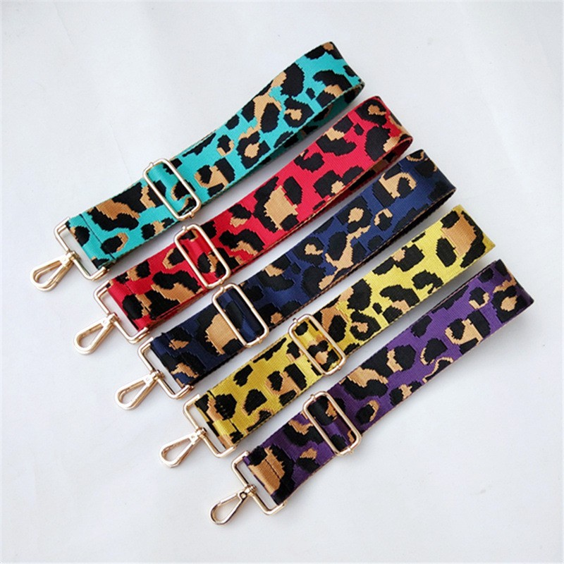 New Thicken Color Women Bag Accessories Leopard Print Adjustable Shoulder Strap DIY Crossbody Bag Webbing Strap Handle 5cm Wide