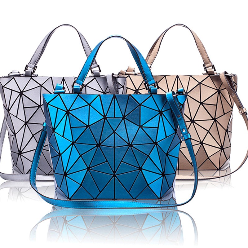 Women's Top Handle Handbag Hologram Matte Frosted High Quality Geometric Bucket Bag Feminine