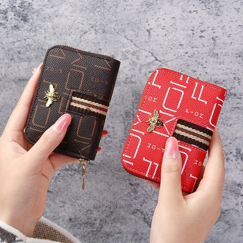 Women Bank Card Holder Little Bee Card Wallet 9 Bit Rfid Blocking Wallet Credit Business Card Holder Large Capacity Coin Purse