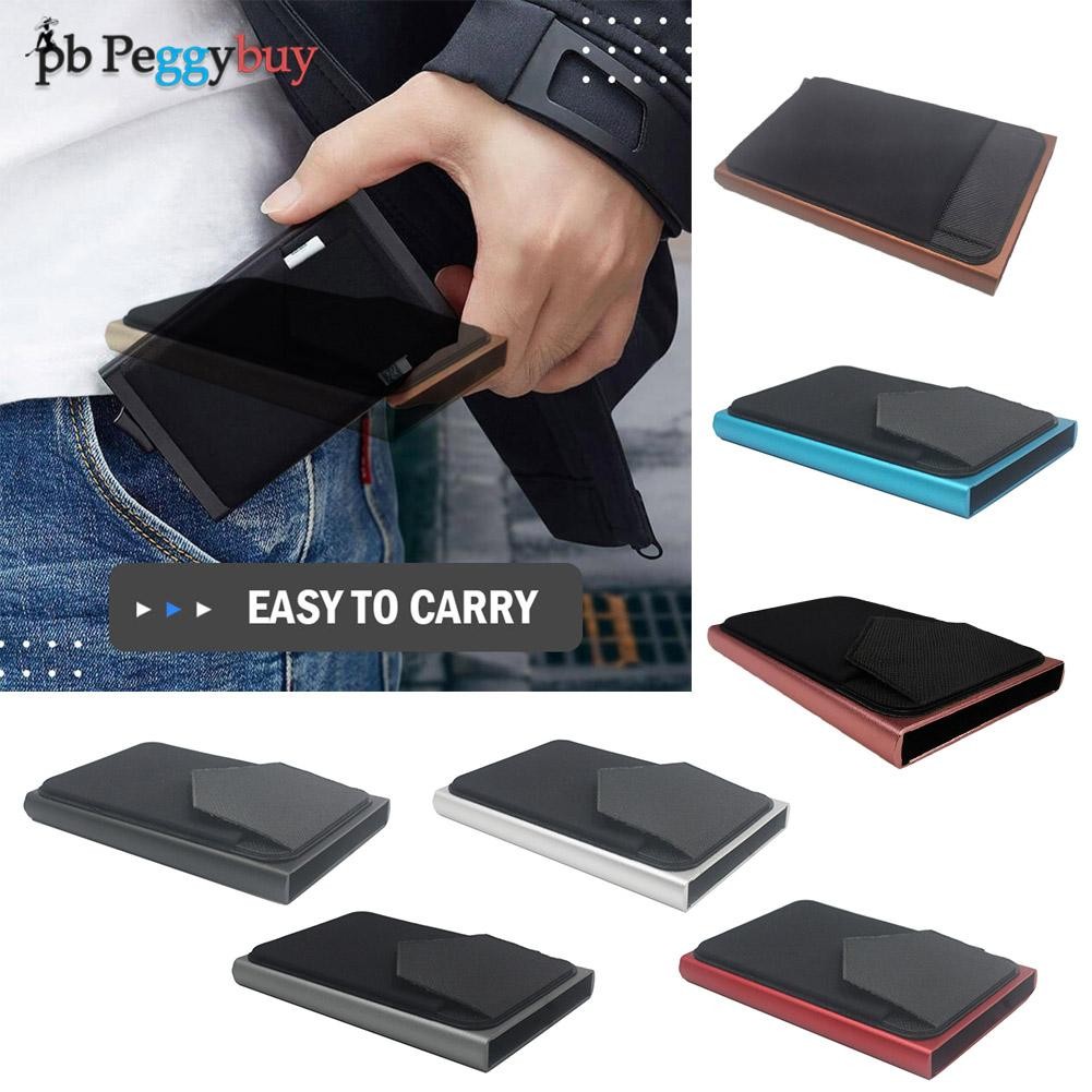 Automatic ID ID Card Holder Small Case Aluminum Men Women Wallet RFID Blocking Smart Card Holder Slim Thin Wallet Money Bag