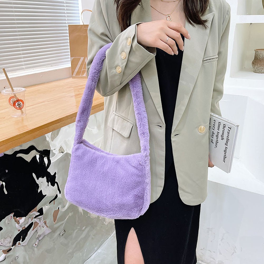 Exquisite Women's Bag Plush Cherry Pattern Printing Shoulder Underarm Bag Fashion Autumn Winter Ladies Large Capacity Handbags