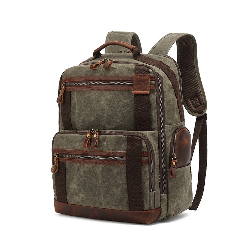 Men's Canvas Laptop Backpack School Bag 15.6" Waterproof Travel Bag