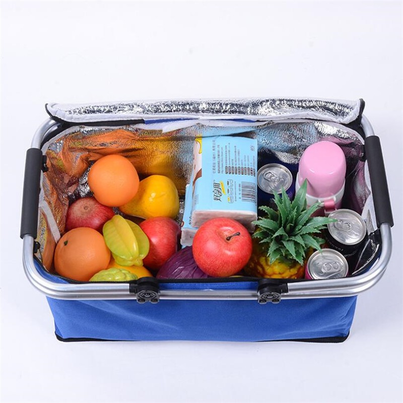 Portable Folding Picnic Camping Lunch Bags Insulated Cooler Bag Cool Hamper Storage Basket Picnic Basket