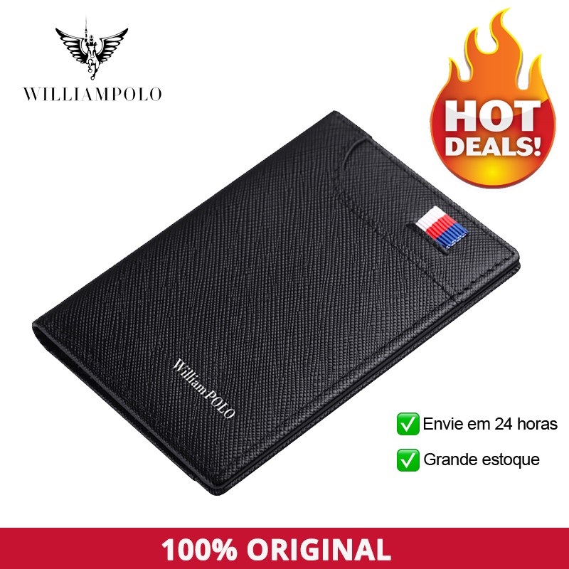 Williaampolo Men Wallet 6 Card Holders Wallet For Men Luxury Leather Credit Card Wallet Male Small Wallet Gift For Husband Black