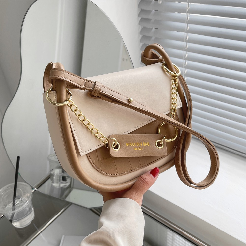 Burminsa Small Saddle Shoulder Crossbody Bags for Women Brand Designer Half Circle Flap Armpit Soft Ladies Handbags Spring 2022